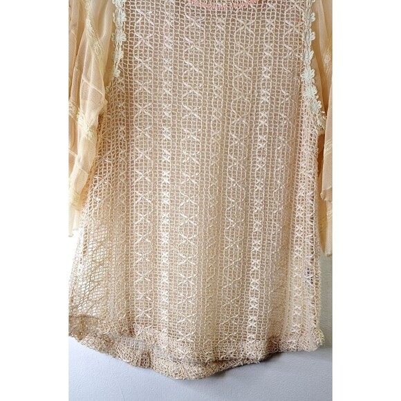 BLU PEPPER Vintage Crochet Knit Top Women's L Lace Fairycore Whimsical Bohemian - Picture 10 of 12